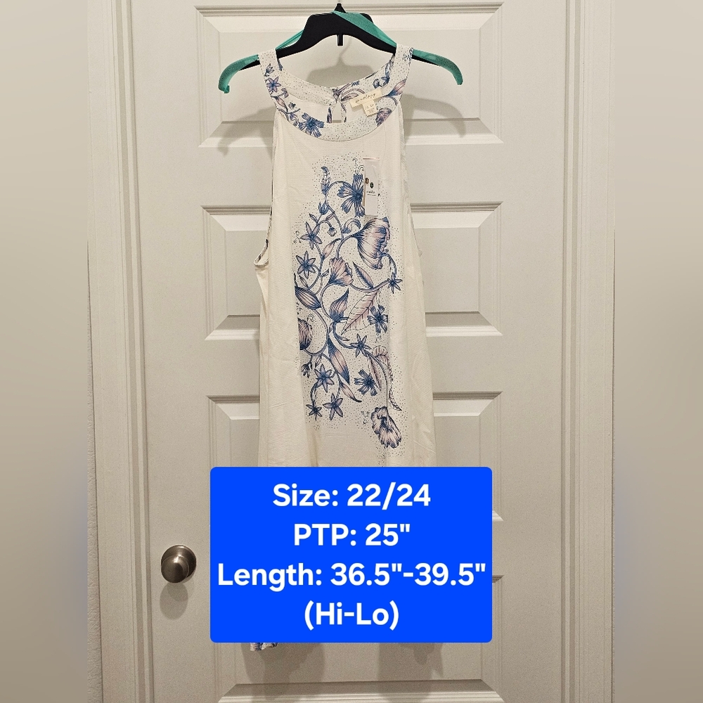 Aveology Sleeveless Dress with Floral Design, NWT, Size 3X (22/24)